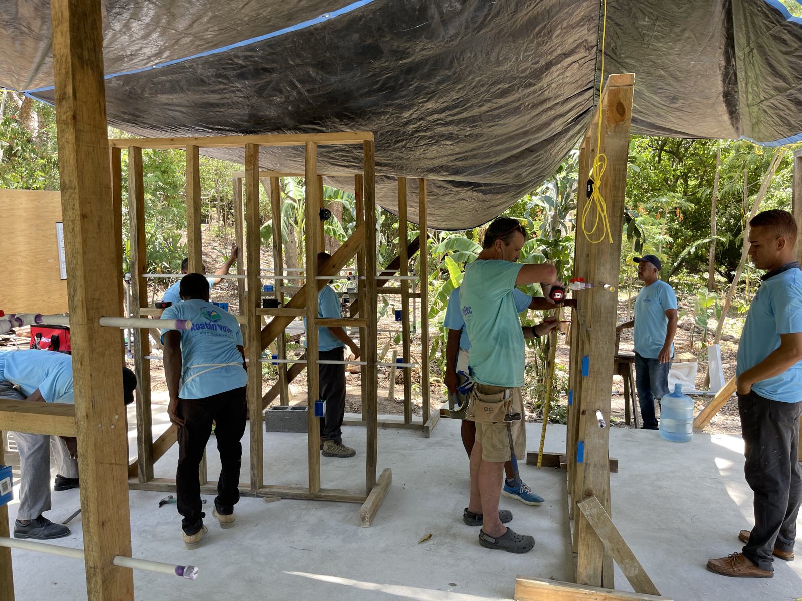 Students framing wall panels
